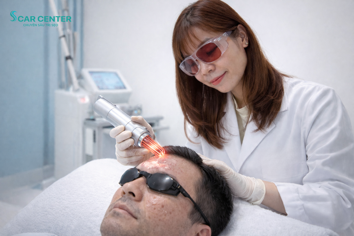 Fractional CO2 trị sẹo rỗ vùng trán có hiệu quả không?