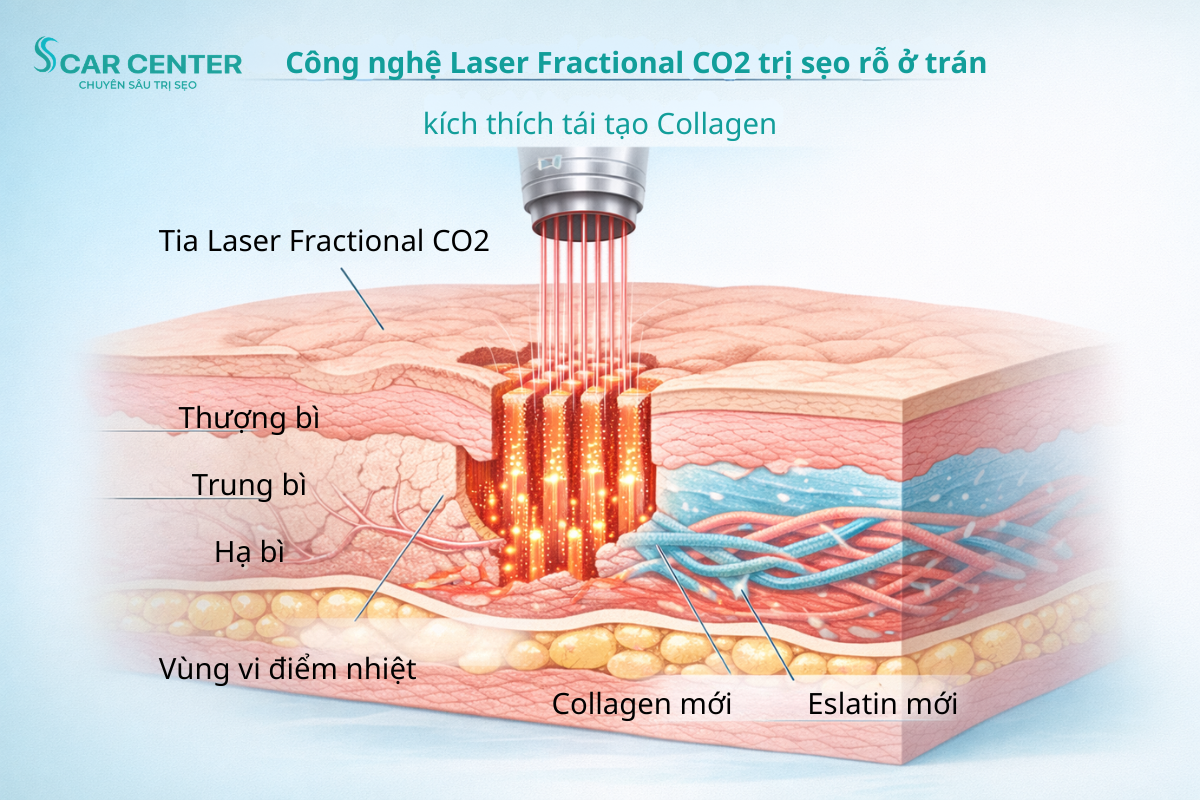 Fractional CO2 trị sẹo rỗ vùng trán có hiệu quả không?