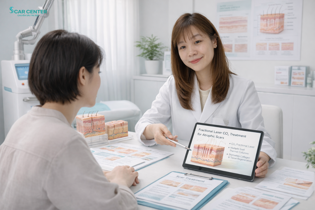 Laser Fractional CO₂ trị sẹo lõm tại TP.HCM uy tín