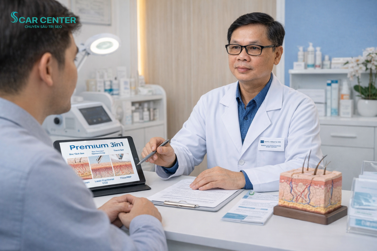 Phác đồ Premium 3in1 trị sẹo rỗ